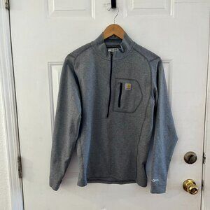 Carhaartt Men's Gray Shahtr Base Layer Quarter-Zip Thermal Force Top Sz Smp